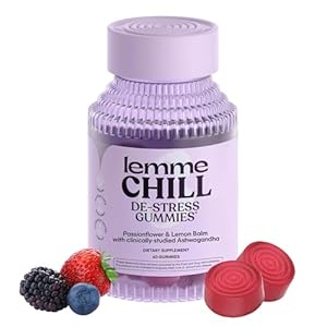 Lemme Chill Stress Relief Gummies with 300mg KSM-66 Ashwagandha, Lemon Balm, Passionflower & Goji to Support Relaxation, Healthy Cortisol & Sleep – Gluten-Free, Non-GMO, Mixed Berry (60 Count)