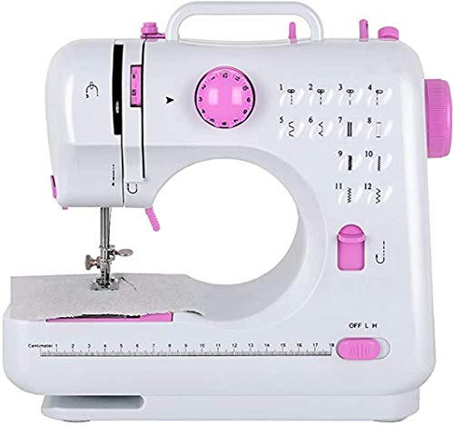 Sewing Machine,Crafting Mending Mini Sewing Machines,with 12 Built-In Stitches Perfect for Easy Sewing, Beginners, Kids (Pink)