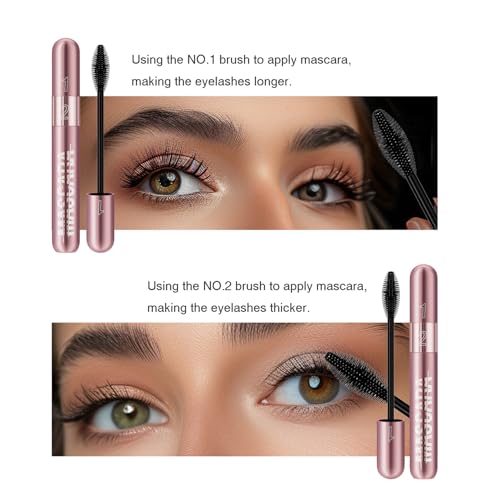 GHFCZOO Dual-Brush Lengthening & Volumizing Mascara (Pack of 2) - Waterproof Black — view 2