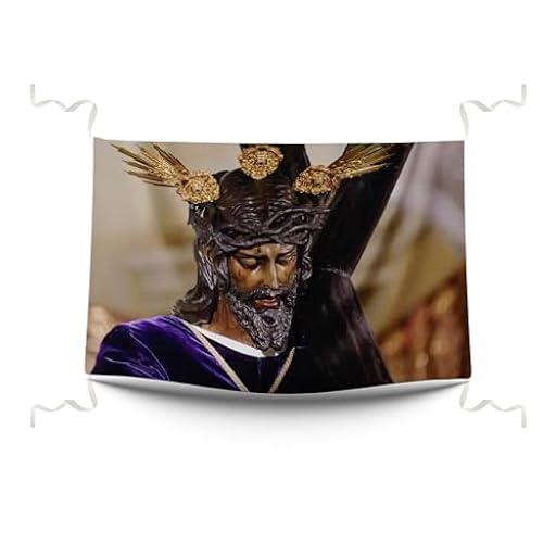 Balconera Cristo de los Gitanos. Decoración religiosa de tela 100x70 cm. Balconera Cristo de los Gitanos Sevilla decoración balcón. Tela impresa Cristo de los Gitanos | Ya disponible en tu tienda friki favorita! En mundofriki.es!