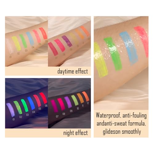 evpct Colorful UV Neon Liquid Eyeliner Pencil Pen, Rainbow Halloween Matte Colored Eyeliners Pencil Glow in Dark, Waterproof Long Lasting Highpigmented Delineador ojos lÃquido de neón 03# dark green - Image 7