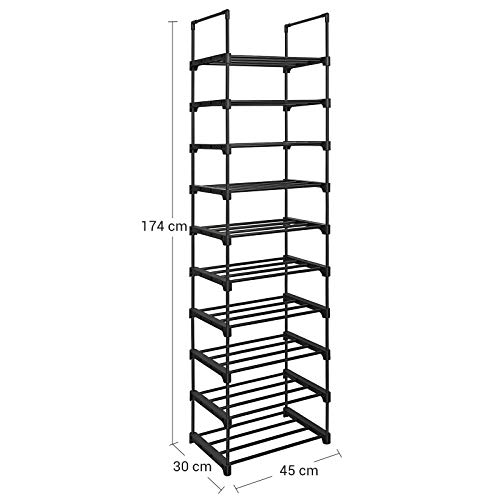 SONGMICS schoenenrek met 10 planken, groot metalen schoenenrek, doe-het-zelf, standplank, ruimtebesparend… - Image 7