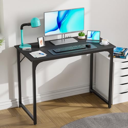 PayLessHere Computer Desk Home Office Desk 100 CM Gaming Desk Multi-Function Writing Table Student Art Modern Simple Style PC Wood Metal Desk Workstation Black - Image 3