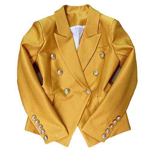 Designer Jacket Star Style Women's Metal Buttons Double Breasted Slim
