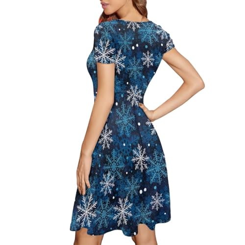 Image of POLERO Sunflower Dress for Women Floral Summer Dresses Short Sleeve Casual Sundresses Midi Dresses