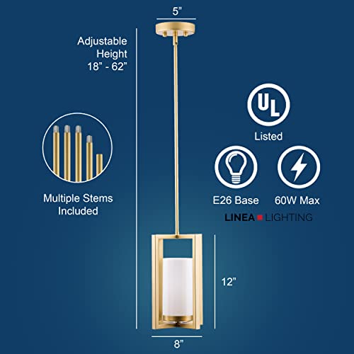 Verona Industrial Pendant Light | Satin Brass Hanging Light Fixture With Led Bulb Ll-P13-3Sb #TOP2