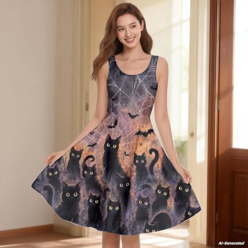 Image of Renewold Women's Sleeveless Tank Dress with Pockets, Casual Scoop Neck A-Line Sundress for Summer, Travel and Vacation