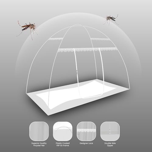 Image of Single Bed Mosquito Net Foldable, Lightweight Polyester 30GSM Strong Foldable Machardani (White Color, 4feet x 6.5feet)