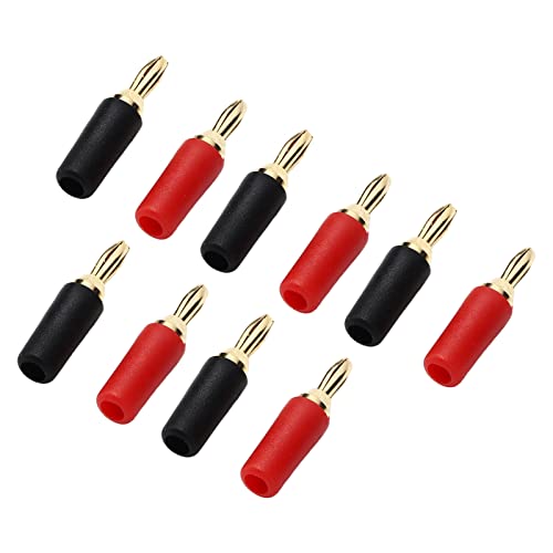 Cryfokt Juego de Conectores de Altavoz con Conector Banana Macho para Soldadura Chapada en Latón Dorado de 2,5mm, Enchufes Rojos y Negros para Pasatiempos Electrónicos
