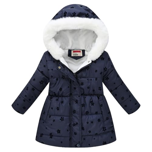 Image of Podgina Little Girls Puffer Coat 7-8 Years Old Winter Fleece Jacket Thicken Snow Clothes