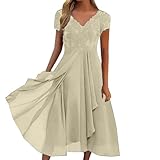 Tanzkleid Damen — Abendkleider Damen Sommerkleid Lang Kleid Elegant Chiffon Spitze Swing Cocktailkleid Festliche Kleider Hochzeitsgast Brautjungfernkleider Partykleid