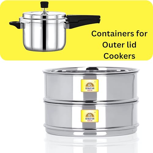 Image of Rakesh Gold Stainless Steel Stackable Separator Bowls (Outer Lid Cooker, 3L cooker's Containers)