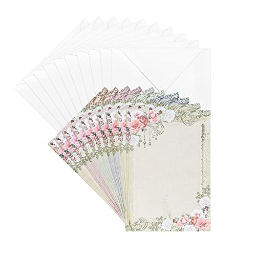 Ideen Mit Herz Juego De Tarjetas De Felicitación Con Sobres Y Piezas Troqueladas, 10 Tarjetas De 3 Compartimentos Con Paspartú, Ideal Para