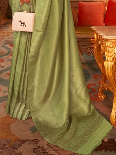 Image of SWORNOF Women's Banarasi silk Saree With Unstitched Blouse Piece
