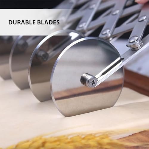 Image of HS Stainless Steel 5-Wheel Expandable Dough Cutter Tool Pasta /Kaju Katli /Pastry Sheets /Samosa /Puffs Patti Cutter