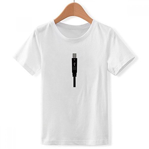 T-shirt imprimé câble de charge USB blanc pour garçon XL mode branchée