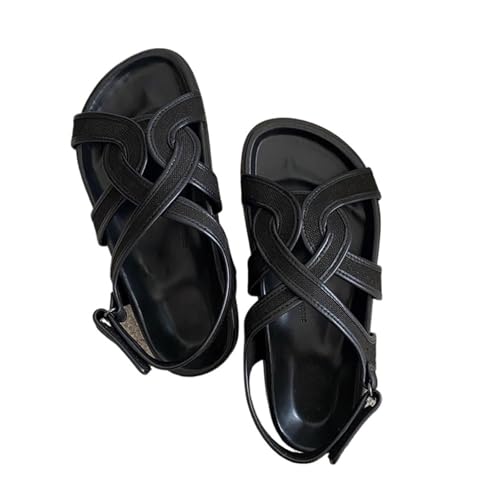 Womens Sandals Cross strap Roman sandals for women thick-soled platform flat shoes for women3