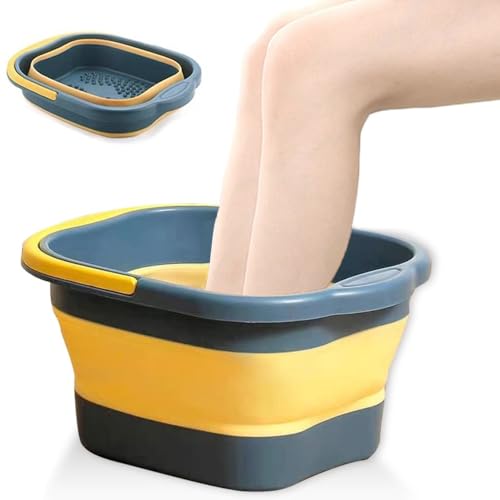 Roysmart Pediluvio pieghevole con massaggio, vasca da bagno pieghevole da 13 l, pediluvio pieghevole per alleviare lo stress, secchio pieghevole, grande secchio per vasca da bagno, allevia la fatica
