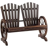 Outsunny 2-Sitzer Gartenbank Massivholz, Sitzbank mit Armlehne, Gartenmöbel 250kg belastbar, Rustikale Bank für Garten, Terrasse und andere Außenbereiche, 108 x 66 x 95 cm, Dunkelbraun