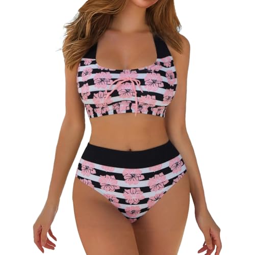 Maillot de bain tankini ventre plat avec haut imprimé et bikini séparé