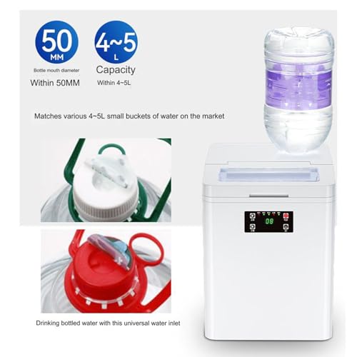 Máquina fabricadora de hielo de sobremesa, función de autolimpieza, produce 10-18 cubos en 30 minutos, capacidad de 35 kg por 24 horas, para hogar/cocina/oficina/bar (negro) miniatura 6