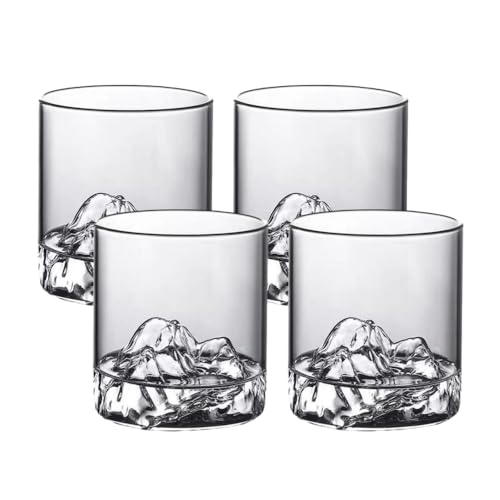 Bicchiere da whisky a forma di montagna in stile giapponese, trasparente, multiuso, per cocktail, vino, succhi di frutta, resistente al calore e durevole, regalo per casa, ufficio, campeggio (200 ml,