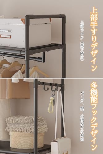 スリム ハンガーラック キャスター付き 洋服収納ラック シンプル 洋服掛け ラック フック6個付き 服掛け 棚付き おしゃれ コンパクト 衣帽架 服収納ハンガー 多機能 clothes rack コート掛け 収納付き 【メタ鋼管 頑丈 耐荷重30kg】【幅60cm 奥行き36cm 高さ173cm 】【大容量】【組立簡単 】【倒れない 】リビングルーム/寝室/ベランダ (ホワイト) [並行輸入品] [4]