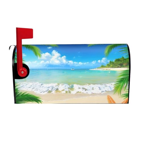 Cubierta protectora magnética para buzón de correo electrónico con diseño de palmeras de mar y playa para decoración de jardín al aire libre