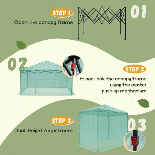 Devoko Walk-in Greenhouse, Instant Pop Up Green House for Outdoors with Zippered Door and 2 Roll-up Windows, PE Cover, Portable and Easy Assemble (Green, 8x6 Feet) - Image 3