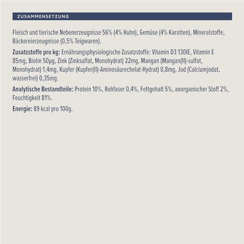 Lifelong by Amazon Hundefutter, nass, Pastete mit Huhn und Gourmet-Kern mit Karotten und Nudeln, 300 g, 10 Stück
