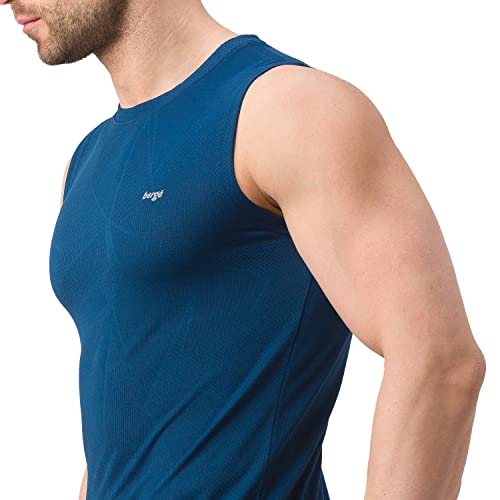Image of berge' Men's Sleeveless T-Shirt, 100% Polyester Jacquard Geometric Print Tshirt for Swimming Badminton Running Sporting Activity, Slim Fit Round Neck Gym Tank Tops & Muscle Tees