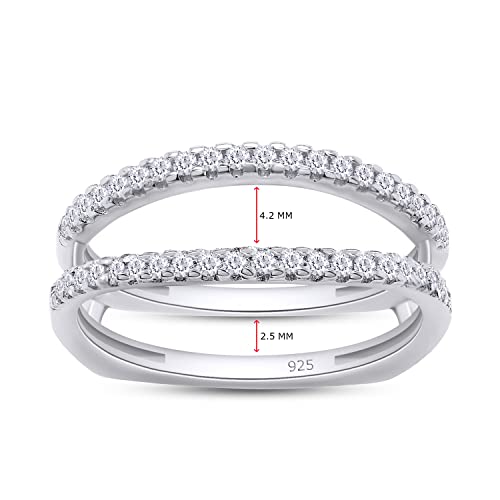 SAVEARTH DIAMONDS 1/3 ct t.w Round Cut Lab Created Moissanite Diamond Wedding Enhancer Guard Double Ring For Women In 14K Gold Over Sterling Silver (D Color, VVS1 Clarity 0.33 Cttw)2