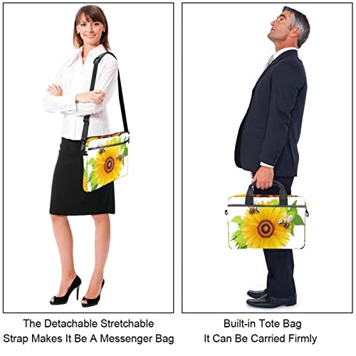 Funda de portátil para el campus maletín bandolera con estampado de girasoles amarillos 4
