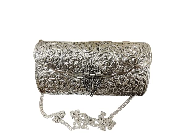 German Silver Vintage Handmade Sling Hand Clutch/Sling Purse for Women - Size 7.5 * 3.5 * 4.5 inch-image-0