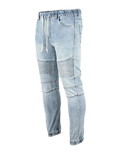 ZIMEGO Men's Vintage Washed Drop Crotch Hipster Stretch Jogger Denim Pants2