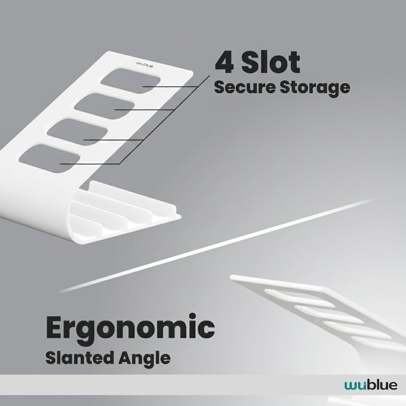 Image of SleekDock - Remote Holder Stand | Holds up to 4 Remotes | Ergonomic Slant Design | Desk & Living Room Organizer (White) Pack Of 2