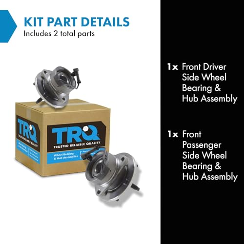 Image of TRQ Front Left and Right Wheel Bearing and Hub Assembly Set 2 Piece Compatible with 05-08 Chevrolet Cobalt 4 Wheel ABS 4 Lug Wheels 09-10 Cobalt LS 09-10 LT 03-07 Saturn Ion 07-09 Pontiac G5