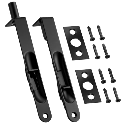 Ceoighe Flush Bolt for Double Door, 6 Inch, Matte Black, 2 Pack