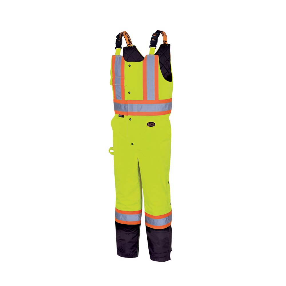 Pioneer Hi Vis Overall Bib Pants for Men - Waterproof Insulated Work Safety Pants - Stay Warm in -46°C - Reflective