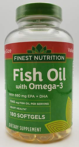 Finest Nutrition Fish Oil 1140 mg, Extra Strength, 180 Count 720 mg of Omega-3