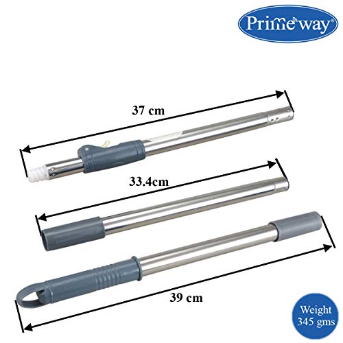 Image of Primeway SS Spin Floor Mop 127cm Length Extendable Handle Stick Rod | Floor Cleaning Replacement Set | Handle + Disc + 115g Refill | Grey