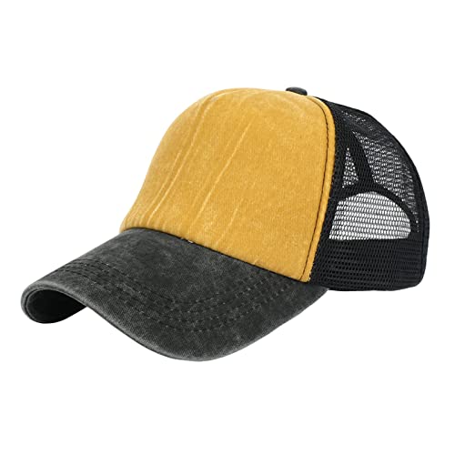 Nuoke Gorra,de béisbol de tamaño Ajustable para Entrenamientos de y Actividades al Todas Las Estaciones Negra Ajustable (Yellow, One Size)