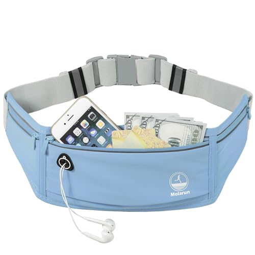 Image of Slim Running Belt Fanny Pack, Phone Holder Waist Pack Money Belt - Blue