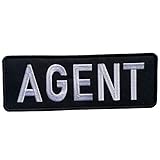 uuKen Embroidery Police Federal Agent Patch Black and White for Security Protection Tactical Vest Jackets (Black and White, Large 8.5'x3')