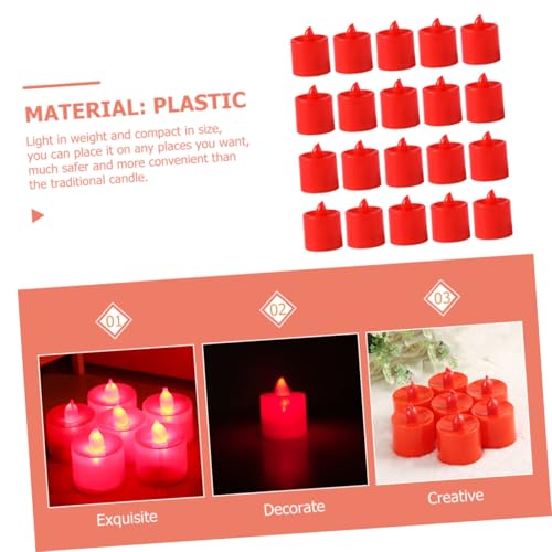 Velas LED rojas pequeñas sin llama con luz parpadeante y temporizador automático de 20 unidades 5