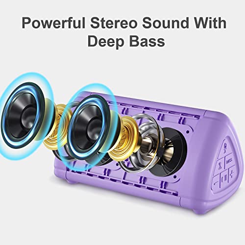 Image of BT3 Portable Wireless Bluetooth Speaker with 10W Stereo Sound and Bass Amplification - Rich Sound and Intense Bass - Bluetooth 5.0 - Microphone - IPX5 (Purple)