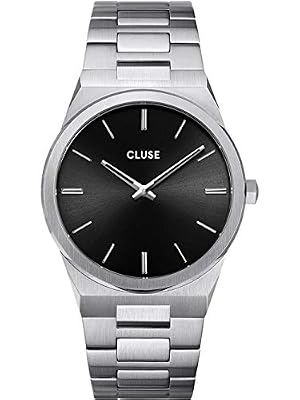 CLUSE Orologio da polso uomo CW0101503004 Vigoureux acciaio inossidabile argento quadrante nero 40 mm 5 ATM, Bracciale