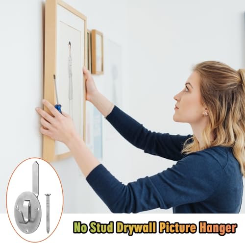 Image of Yaocom 4 Pcs No Stud Picture Hanger 200lbs Drywall Picture Hanger Heavy Duty Photo Hanging Kit Mounting Hardware for Photo, Frames, Paintings, Canvas, Art