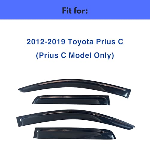 Image of IG Window Visors Fit for 2012-2019 Toyota Prius C, Out-Channel Rain Guards Vent Wind Deflectors 4PC, Car Accessories for 12-19 Prius C (Prius C Model Only)