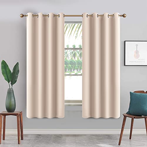 Imperial Rooms Curtains 54 Drop Eyelet - Thermal Pair Curtains For Bedroom + Tie Backs (Cream, 66" x 54" (168cm x 137cm))